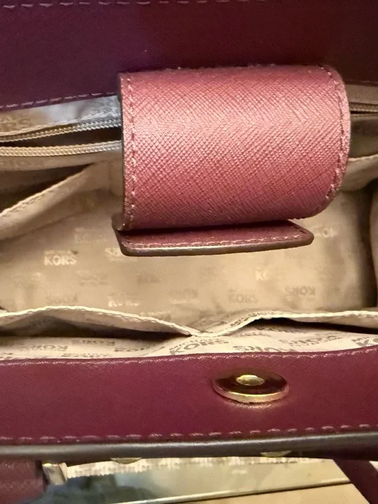 Rare Michael Kors Plum and Brown Signature Top-Handle Satchel with Gold Hardware - Picture 2 of 4